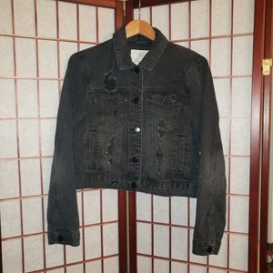 Cotton On crop distressed denim jacket